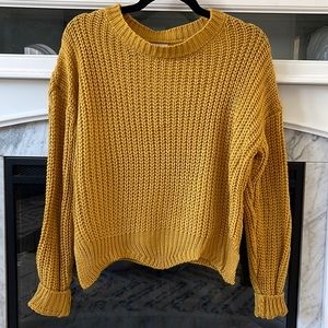 scalloped hem chunky knit sweater